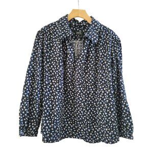 A.P.C Womens Black Corduroy top size Small floral long sleeve APC Cottagecore